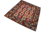 Flat Weave Kilim Antique Navaho Vintage handmade Geometric Kilim Brown Rust Hand-Woven Rectangle 100% Wool Area Rug 8x10
